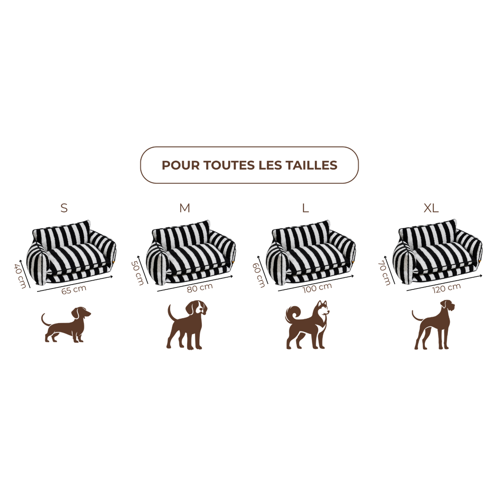 Canapé pour chien et chat rayé noir et blanc – MUZO