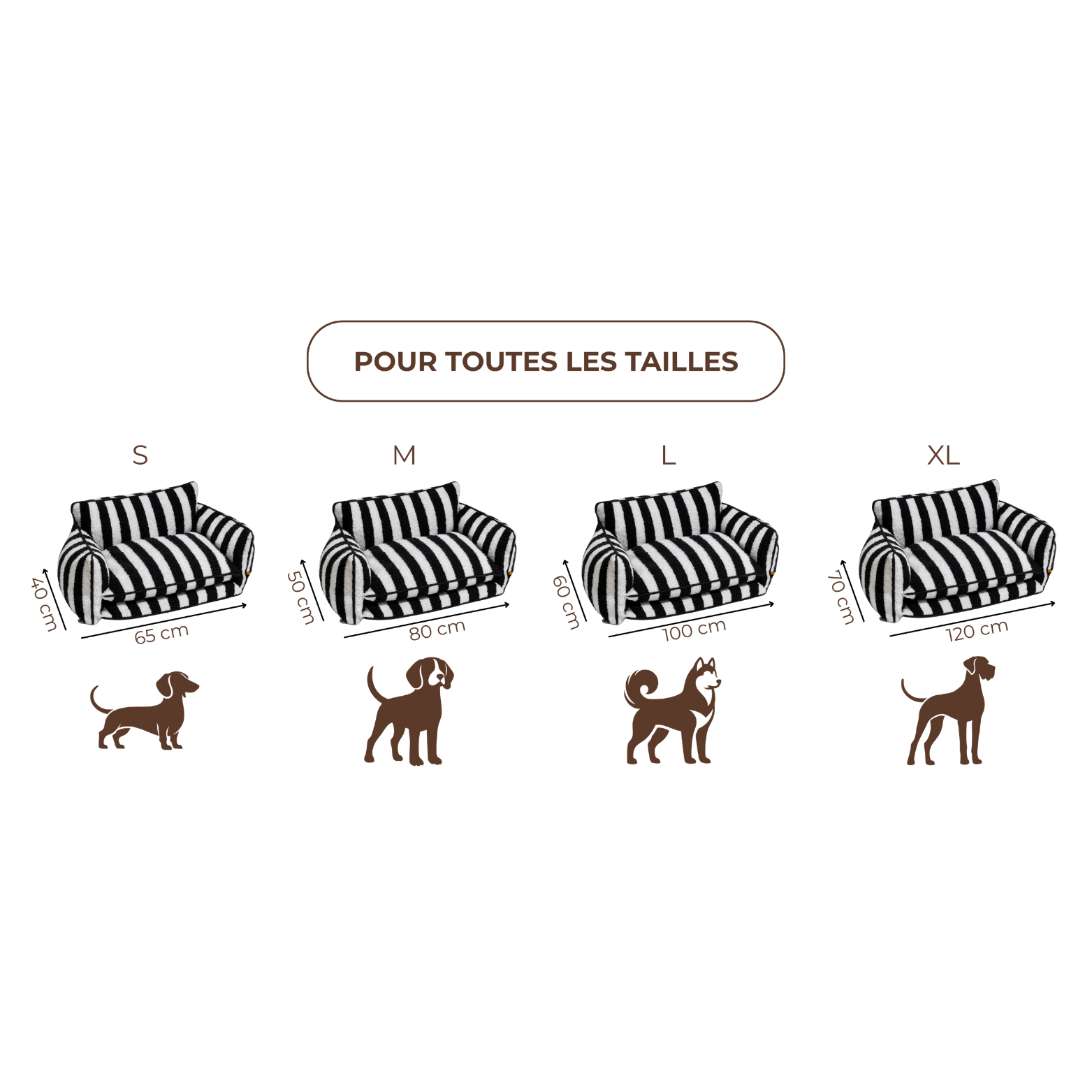 Canapé pour chien et chat rayé noir et blanc – MUZO