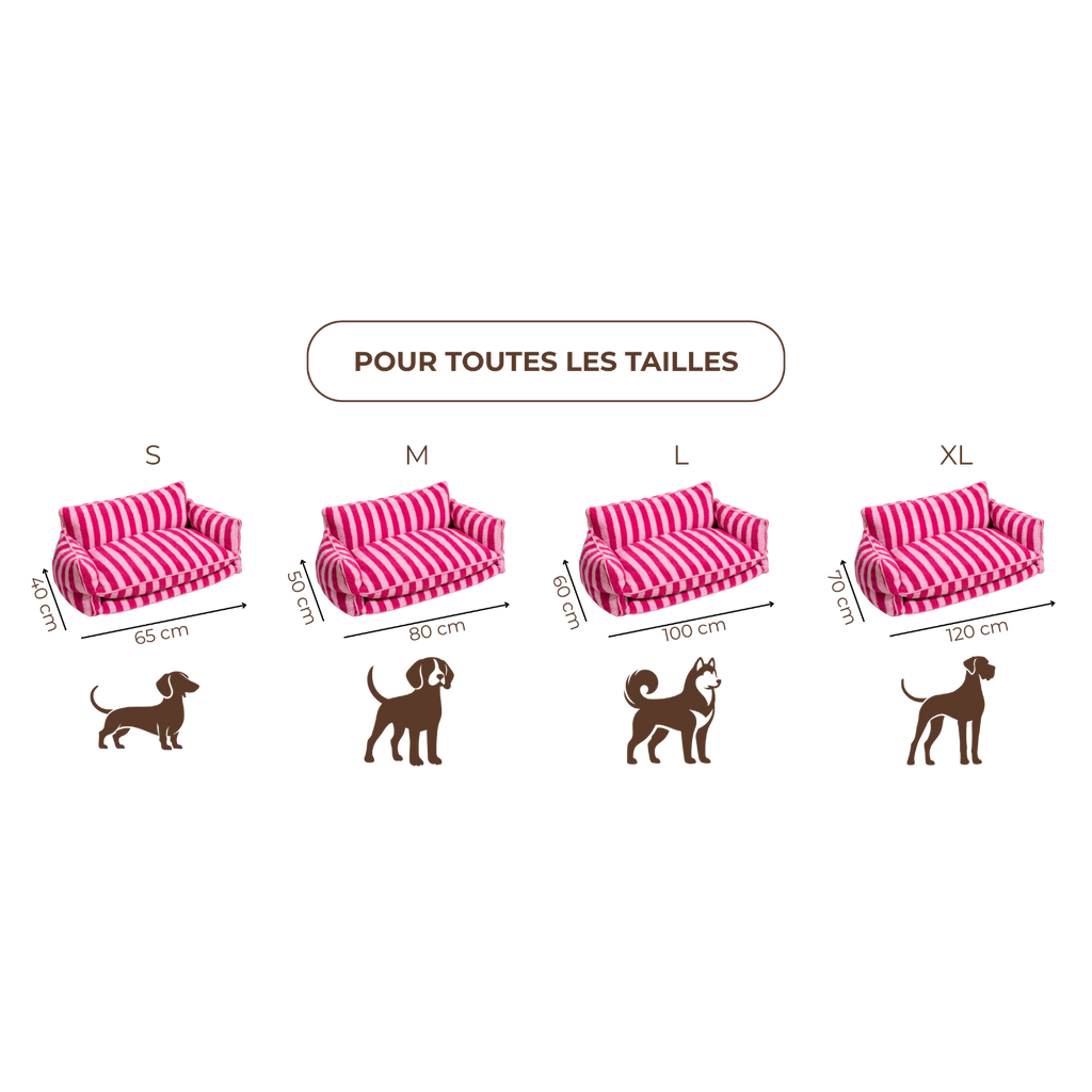 Canapé pour chien et chat rayé rose – MUZO