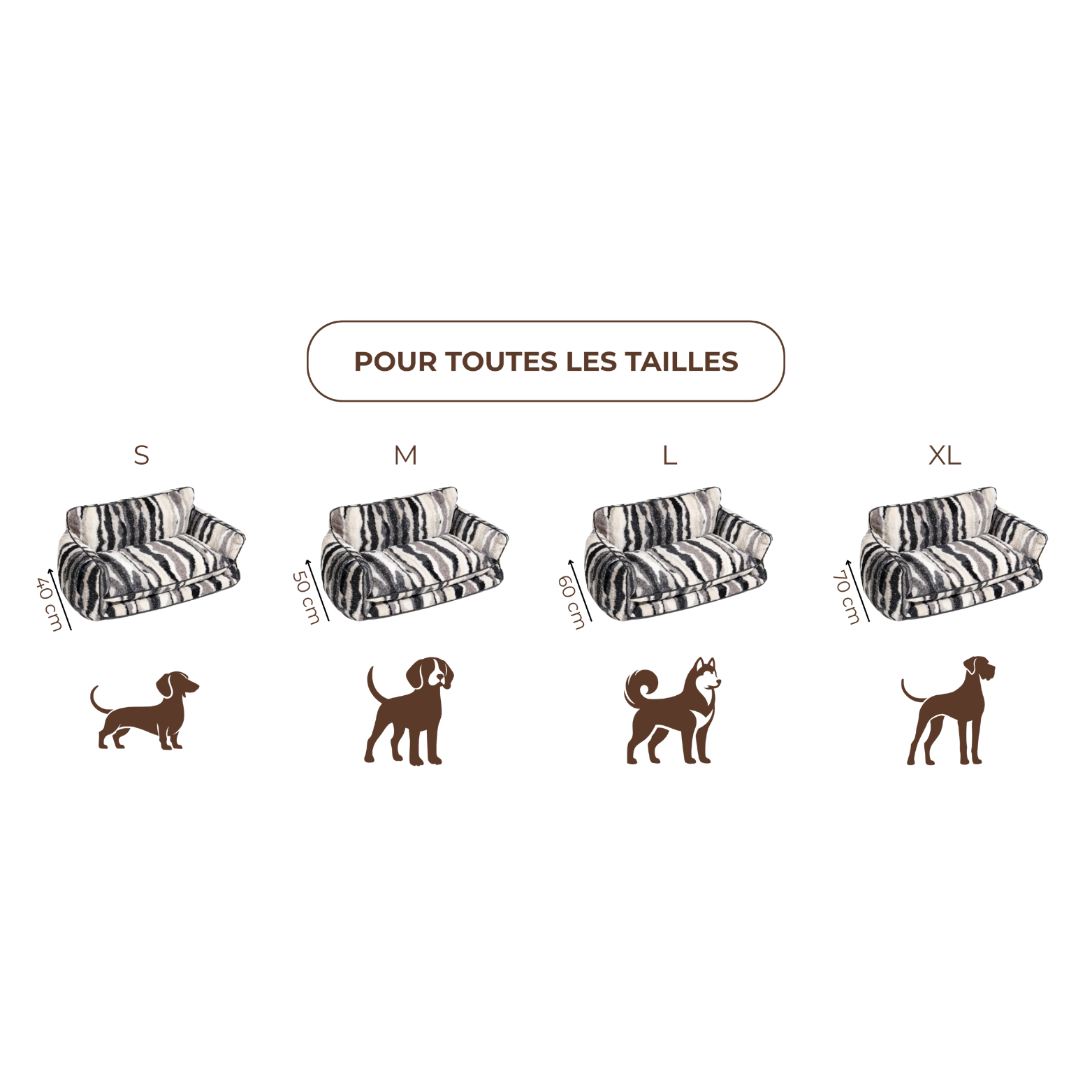 Canapé pour chien et chat zébré gris - Muzo