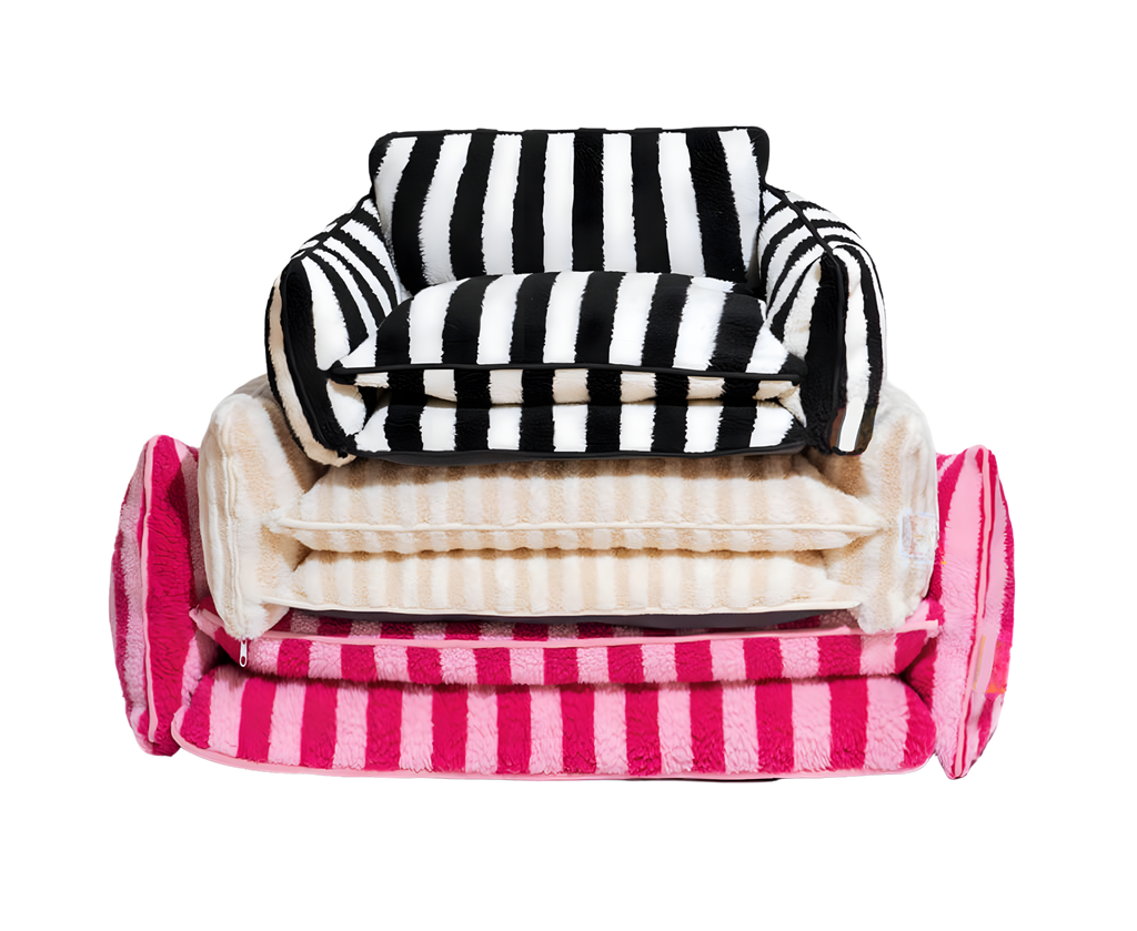 Canapé pour chien et chat rayé noir et blanc – MUZO