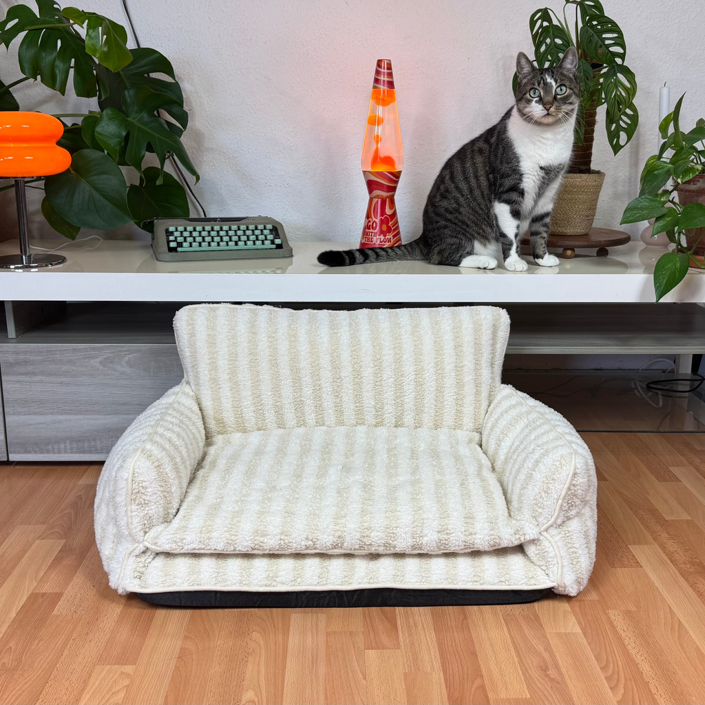 Canapé pour chien et chat rayé beige – MUZO